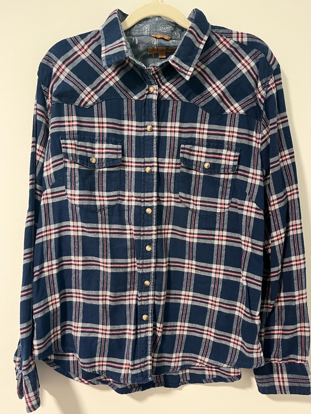 Jachs Girlfriend Bea Blue Plaid Button-Down Shirt 100% Cotton